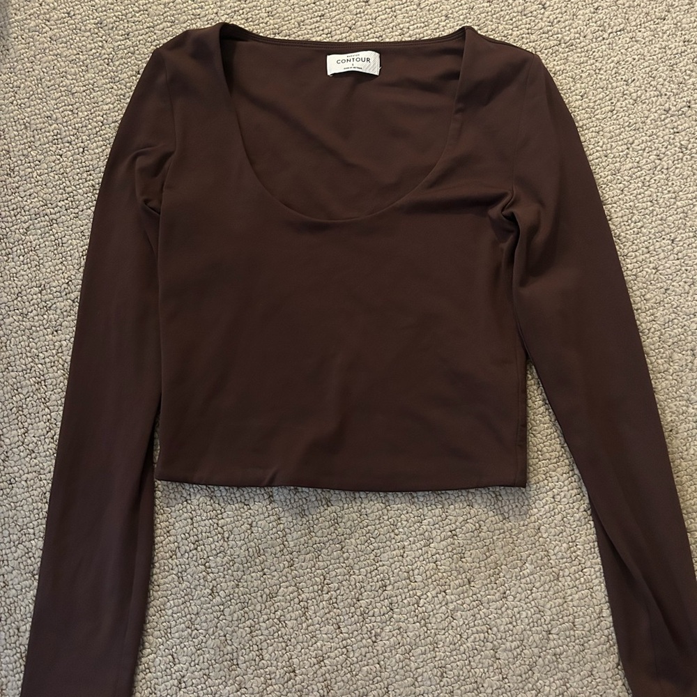 Babaton Chocolate Long Sleeve Blouse